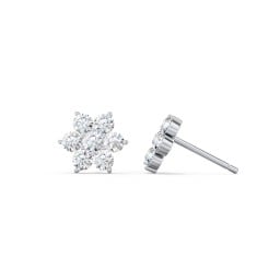 Flower Stud Earrings with Gemstones