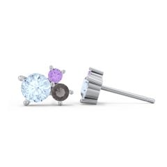 3-Stone Cluster Stud Earrings