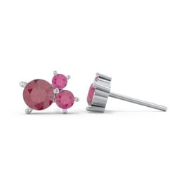 3-Stone Cluster Stud Earrings