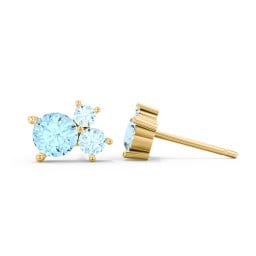 3-Stone Cluster Stud Earrings
