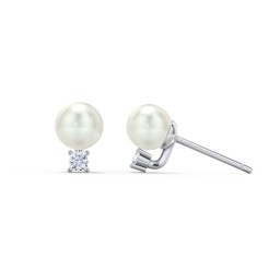 Freshwater Pearl and Accent Stud Earrings in 925 Sterling Silver