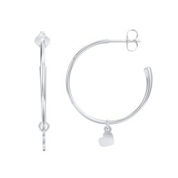 Large Open Hoop Earrings with Removable Heart Charm