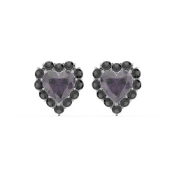 Halo Heart Stud Earrings in 925 Sterling Silver