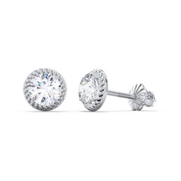 Twisted Rope Diamond Stud Earrings - 0.33 ct. tw. in 14K Solid White Gold with Lab Diamond