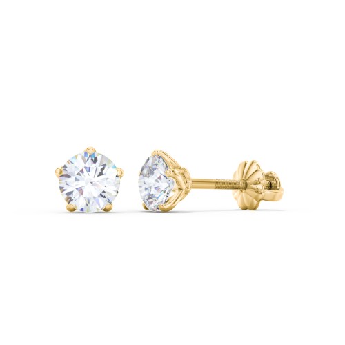 5 Prong Diamond Stud Earrings - 0.5 ct. tw. – 14K Yellow Gold with Lab Diamond