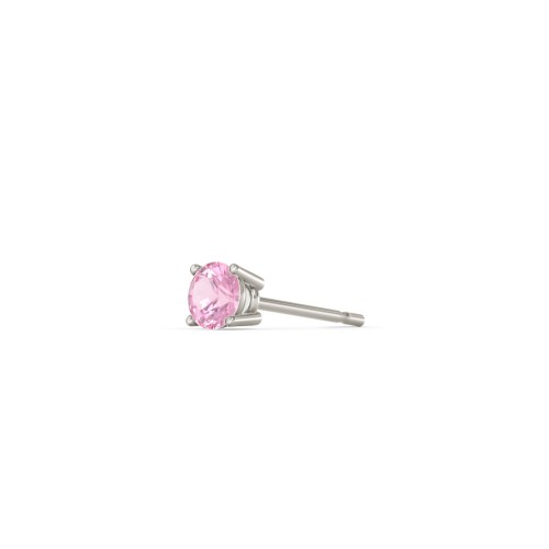 Classic Birthstone Single Stud – 9kt White Gold with Pink Tourmaline