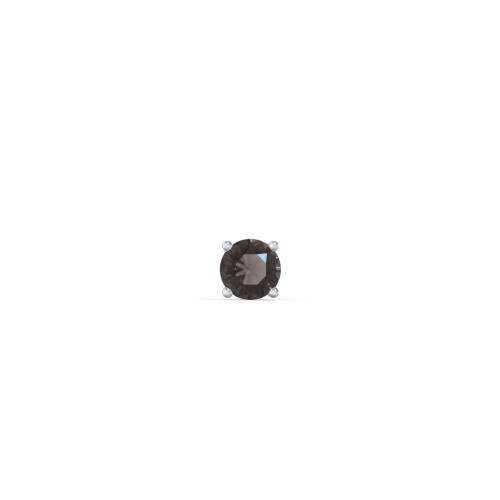 Classic Birthstone Single Stud – Sterling Silver with Smokey Quartz