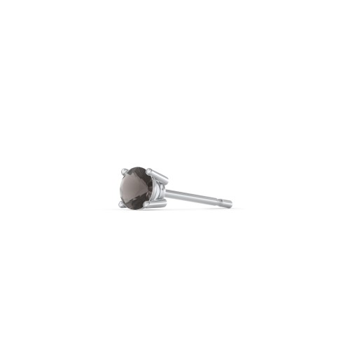 Classic Birthstone Single Stud – Sterling Silver with Smokey Quartz