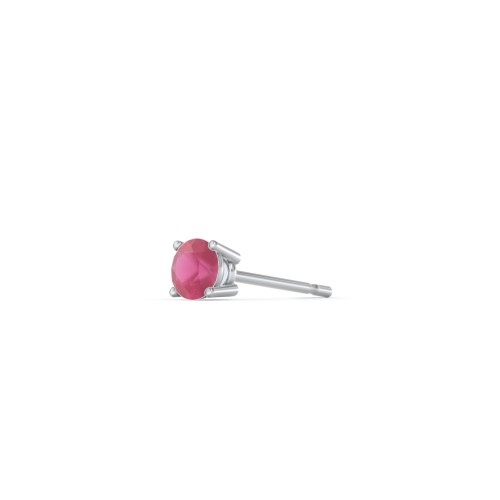 Classic Birthstone Single Stud – Sterling Silver with Ruby