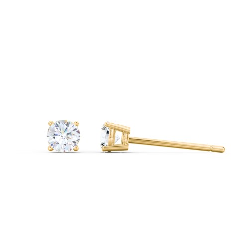 Classic Birthstone Stud Earrings – 9kt Yellow Gold with Diamond