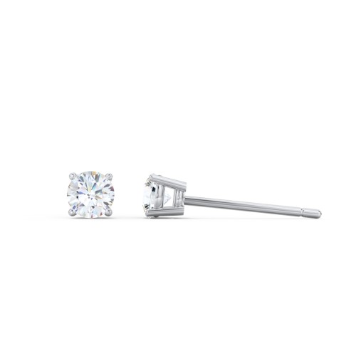 Classic Birthstone Stud Earrings – Sterling Silver with Diamond
