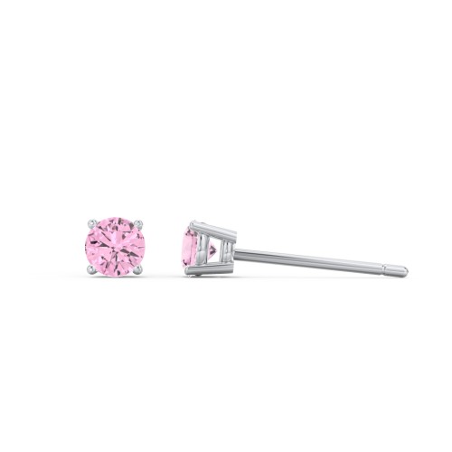 Classic Birthstone Stud Earrings – Sterling Silver with Pink Tourmaline