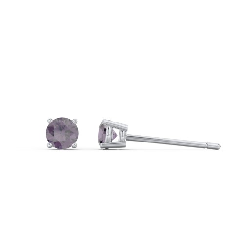 Classic Birthstone Stud Earrings – Sterling Silver with Alexandrite