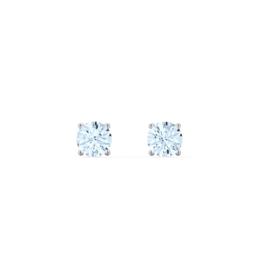 Classic Birthstone Stud Earrings – Sterling Silver with Aquamarine