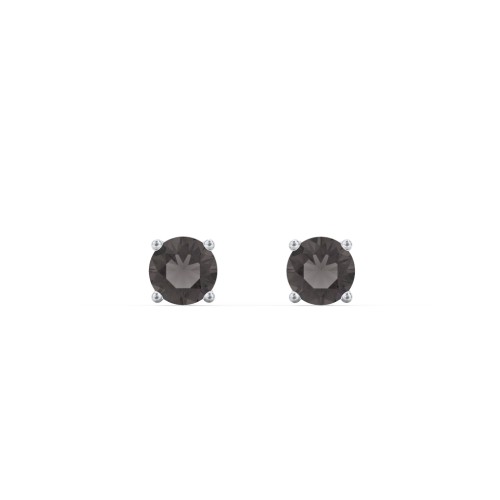 Classic Birthstone Stud Earrings – Sterling Silver with Smokey Quartz