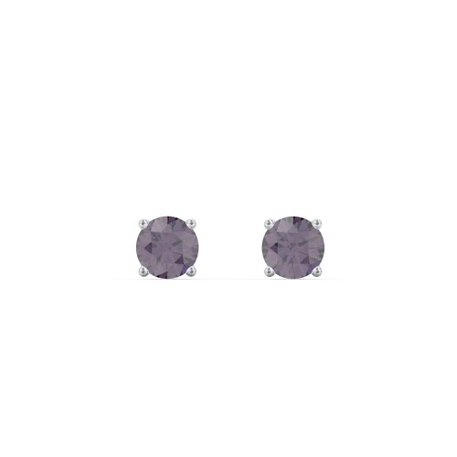 Classic Birthstone Stud Earrings – Sterling Silver with Alexandrite