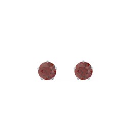 5 Prong Birthstone Stud Earrings in 925 Sterling Silver with Garnet