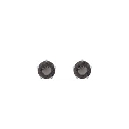 5 Prong Birthstone Stud Earrings in 925 Sterling Silver with Smokey Quartz