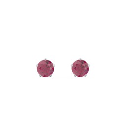 5 Prong Birthstone Stud Earrings in 925 Sterling Silver with Ruby