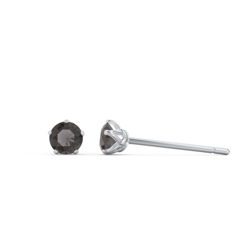 5 Prong Birthstone Stud Earrings – Sterling Silver with Smokey Quartz