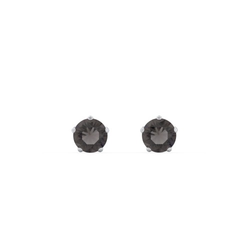 5 Prong Birthstone Stud Earrings – Sterling Silver with Smokey Quartz