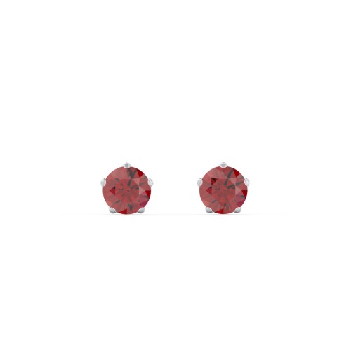 5 Prong Birthstone Stud Earrings – Sterling Silver with Garnet