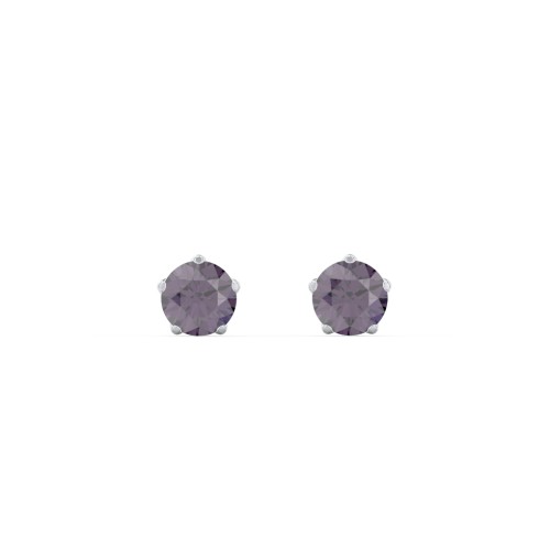 5 Prong Birthstone Stud Earrings – Sterling Silver with Alexandrite