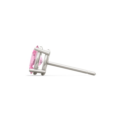 Classic Oval Birthstone Single Stud – 9kt White Gold with Pink Tourmaline