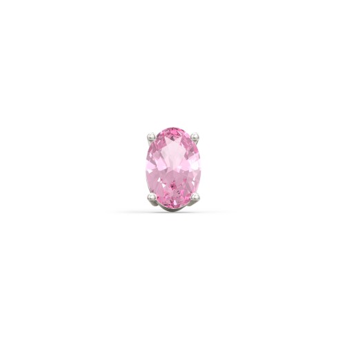 Classic Oval Birthstone Single Stud – 9kt White Gold with Pink Tourmaline