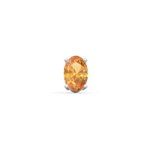 Classic Oval Birthstone Single Stud – Sterling Silver with Citrine
