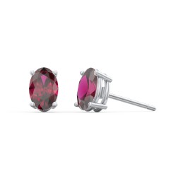 Classic Oval Birthstone Stud Earrings in 925 Sterling Silver with Ruby