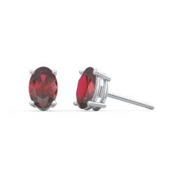 Classic Oval Birthstone Stud Earrings in 925 Sterling Silver with Garnet