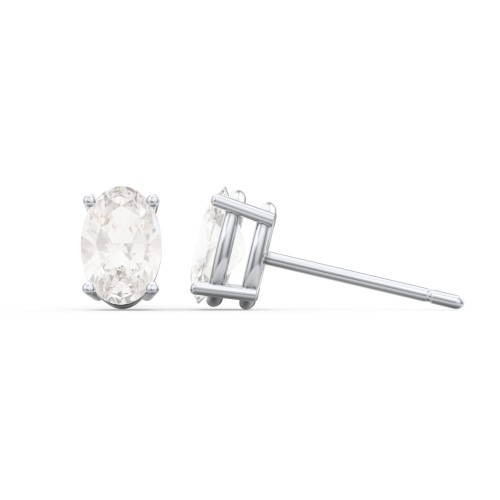 Classic Oval Birthstone Stud Earrings – Sterling Silver with Cubic Zirconia