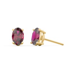 Classic Oval Birthstone Stud Earrings in 9K Solid Yellow Gold with Ruby