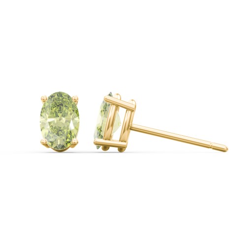 Classic Oval Birthstone Stud Earrings – 9kt Yellow Gold with Peridot