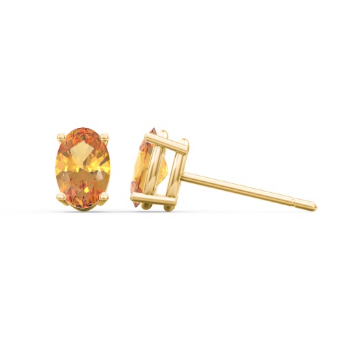 Classic Oval Birthstone Stud Earrings – 9kt Yellow Gold with Citrine