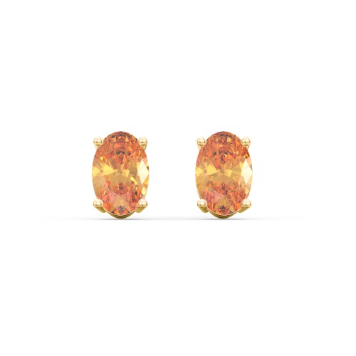 Classic Oval Birthstone Stud Earrings – 9kt Yellow Gold with Citrine