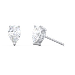 Classic Pear Cut Stud Earrings in 925 Sterling Silver with Lab Diamond