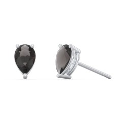 Classic Pear Cut Stud Earrings in 925 Sterling Silver with Smokey Quartz