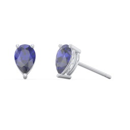 Classic Pear Cut Stud Earrings in 925 Sterling Silver with Blue Sapphire