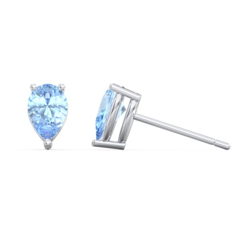 Classic Pear Cut Stud Earrings – Sterling Silver with Blue Topaz