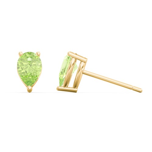 Classic Pear Cut Stud Earrings – 9kt Yellow Gold with Peridot