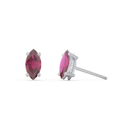 Classic Marquise Cut Stud Earrings in 925 Sterling Silver with Ruby