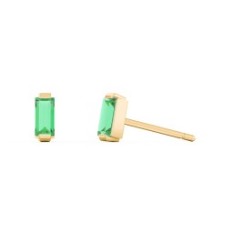 Classic Baguette Cut Stud Earrings in 9K Solid Yellow Gold with Emerald
