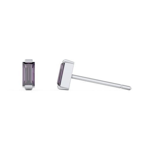 Classic Baguette Cut Stud Earrings – Sterling Silver with Alexandrite