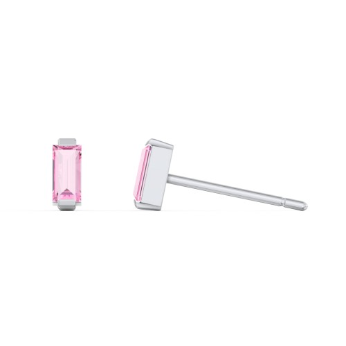 Classic Baguette Cut Stud Earrings – Sterling Silver with Pink Tourmaline