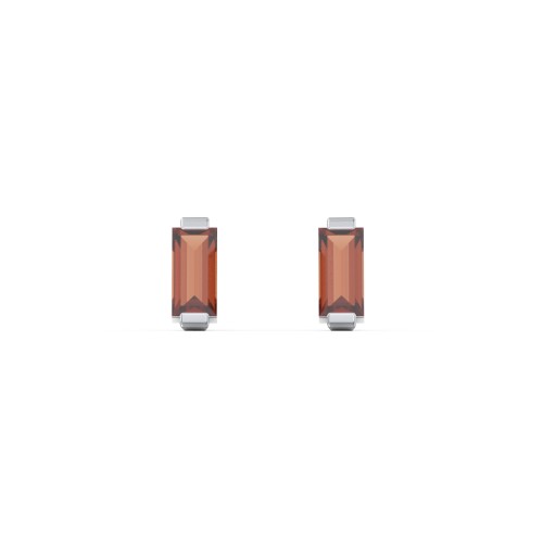 Classic Baguette Cut Stud Earrings – Sterling Silver with Garnet