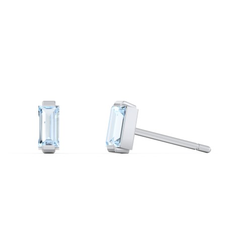 Classic Baguette Cut Stud Earrings – Sterling Silver with Aquamarine