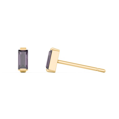 Classic Baguette Cut Stud Earrings – 9kt Yellow Gold with Alexandrite