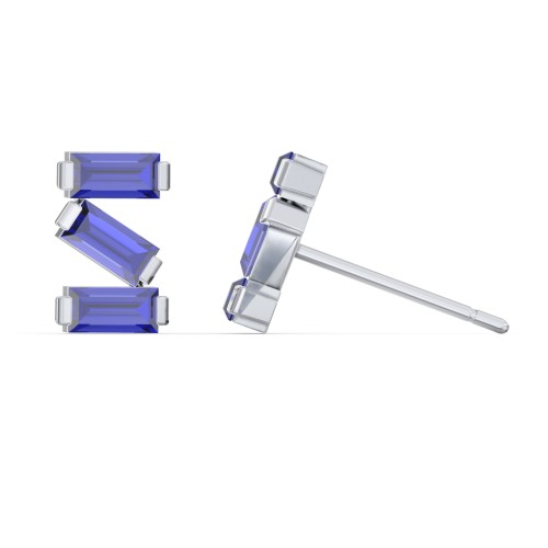 Baguette Scatter Stud Earrings – Sterling Silver with Blue Sapphire